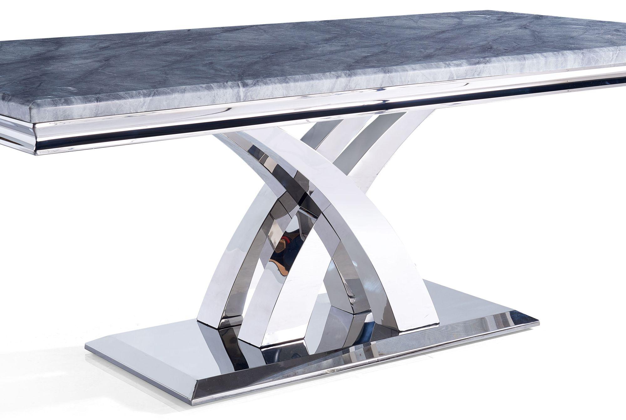 Product photograph of Lisbon Grey Marble And Chrome Dining Table - 6 Seater from Choice Furniture Superstore.