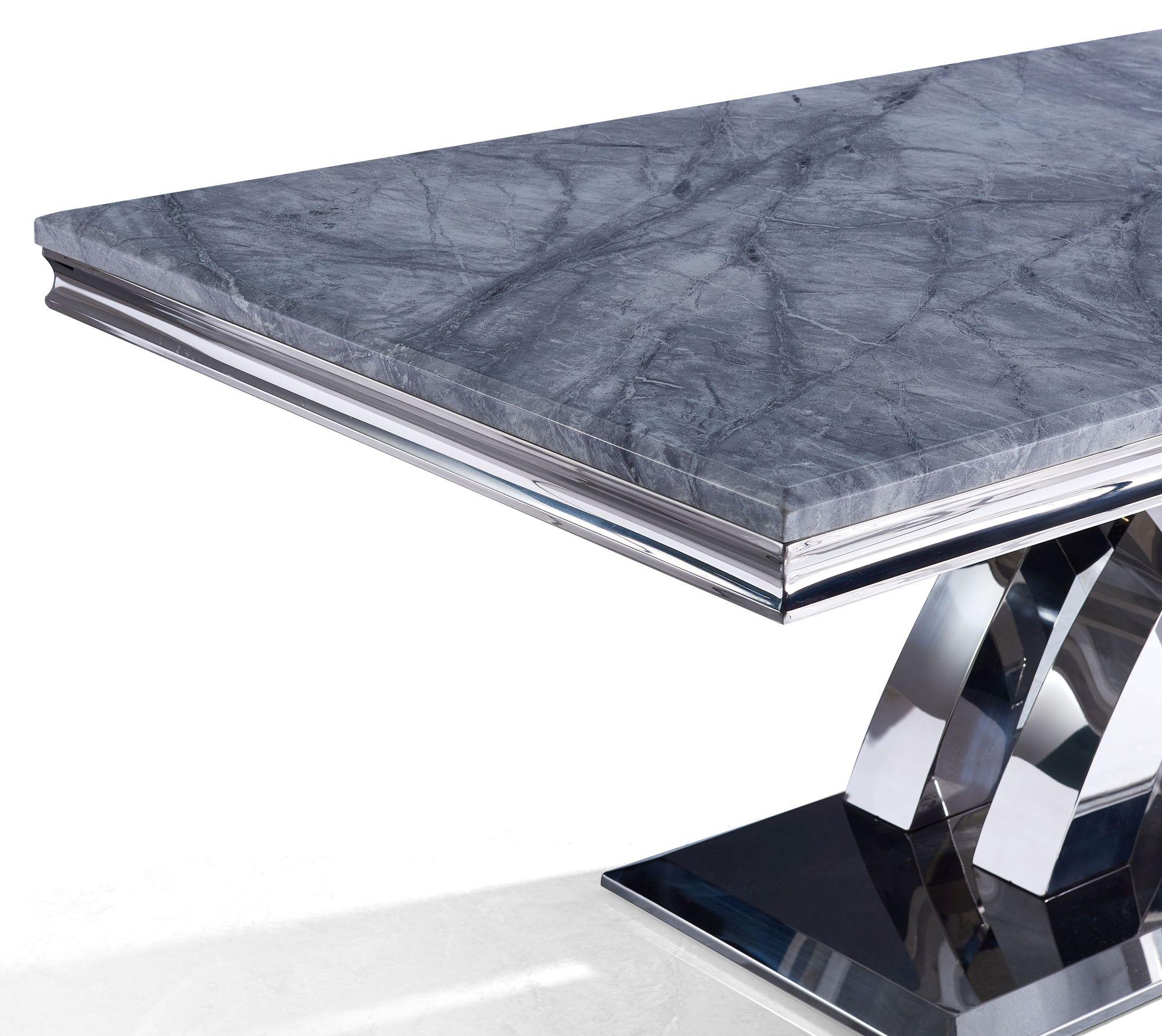 Product photograph of Lisbon Grey Marble And Chrome Dining Table - 6 Seater from Choice Furniture Superstore.