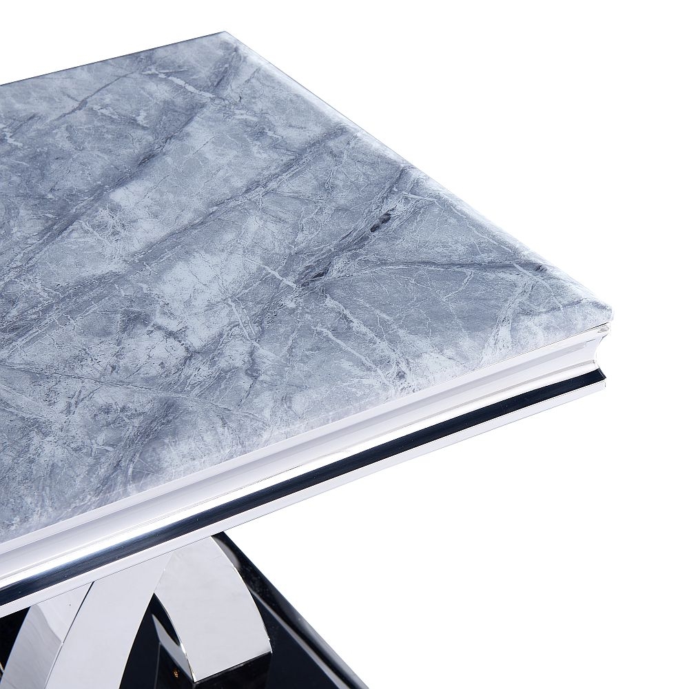 Product photograph of Lisbon Grey Marble And Chrome Square Lamp Table from Choice Furniture Superstore.