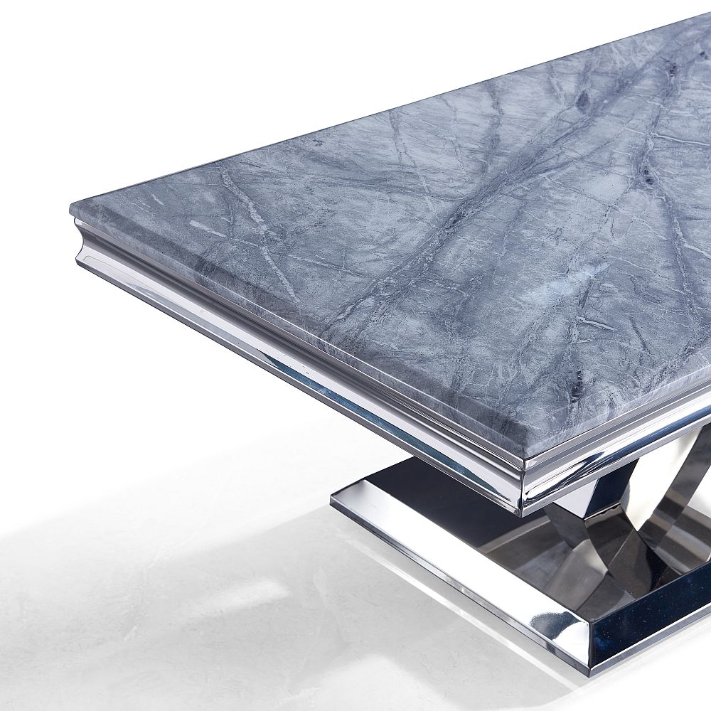 Product photograph of Lisbon Grey Marble And Chrome Coffee Table from Choice Furniture Superstore.