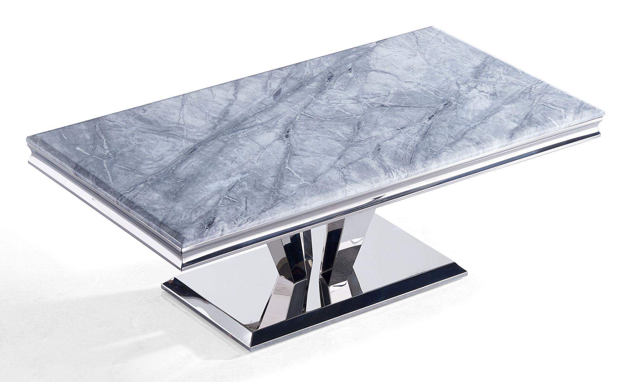 Product photograph of Lisbon Grey Marble And Chrome Coffee Table from Choice Furniture Superstore.