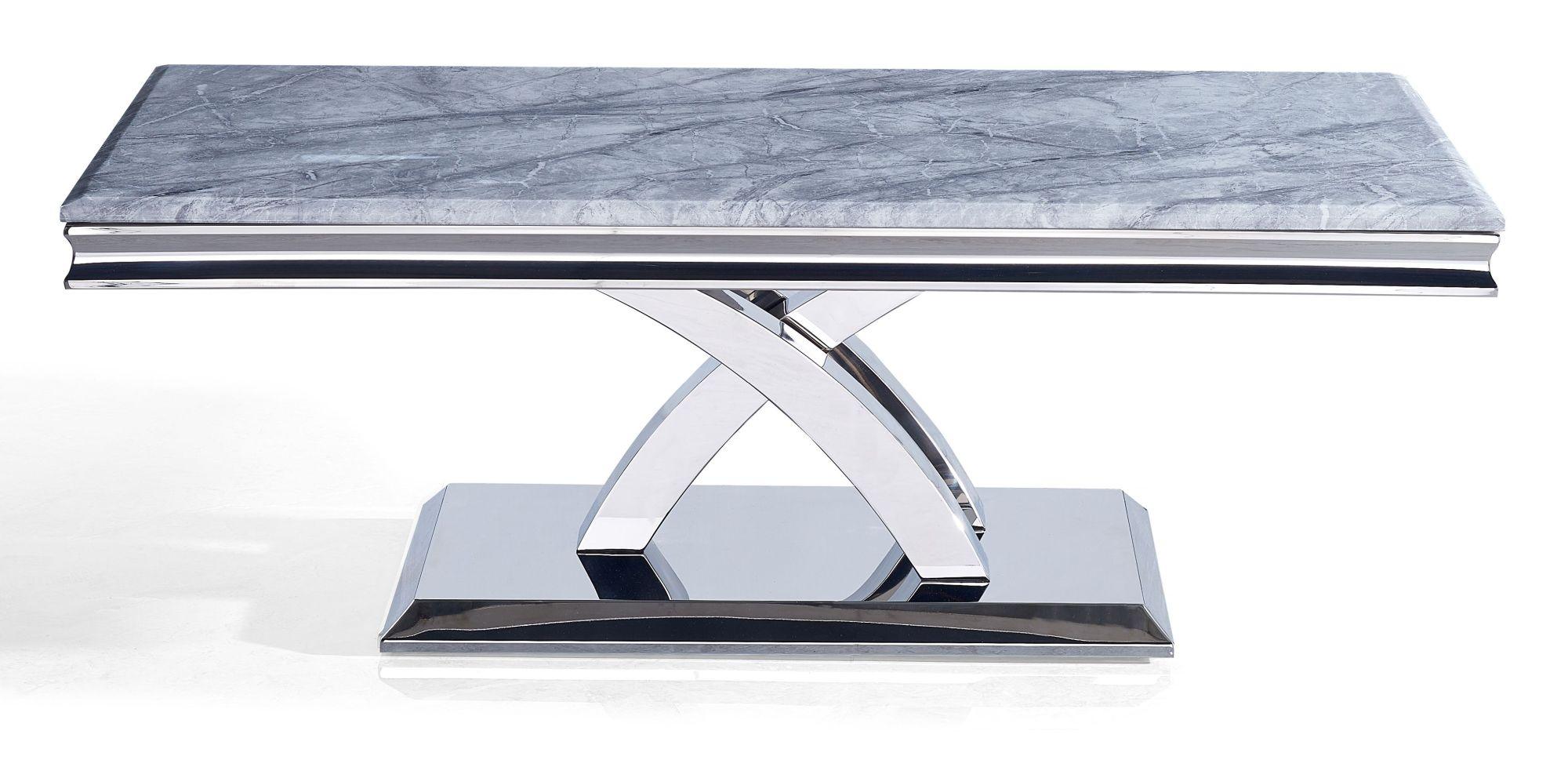 Product photograph of Lisbon Grey Marble And Chrome Coffee Table from Choice Furniture Superstore.