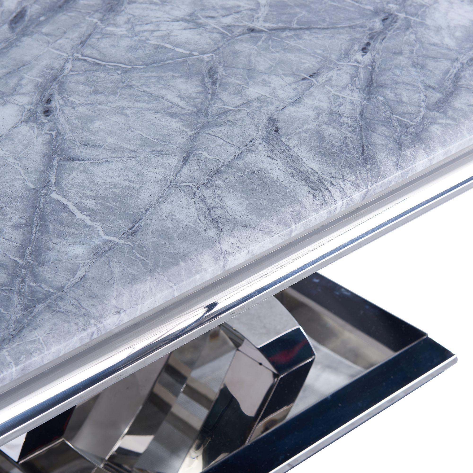 Product photograph of Lisbon Grey Marble And Chrome Coffee Table from Choice Furniture Superstore.