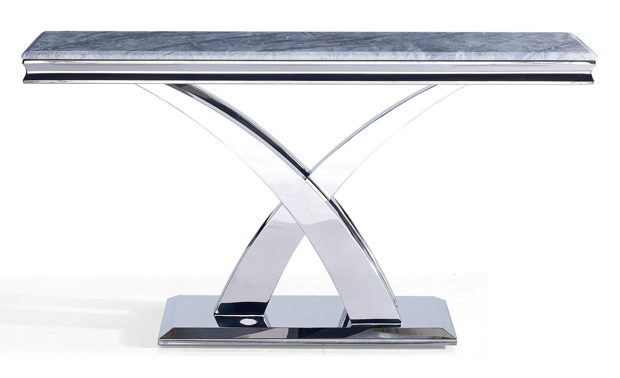 Product photograph of Lisbon Grey Marble And Chrome Console Table from Choice Furniture Superstore.