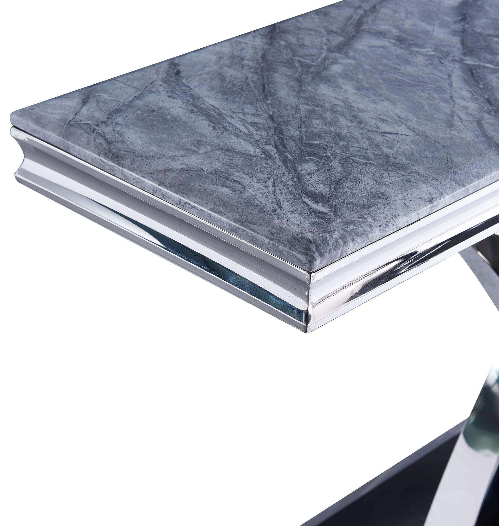 Product photograph of Lisbon Grey Marble And Chrome Console Table from Choice Furniture Superstore.