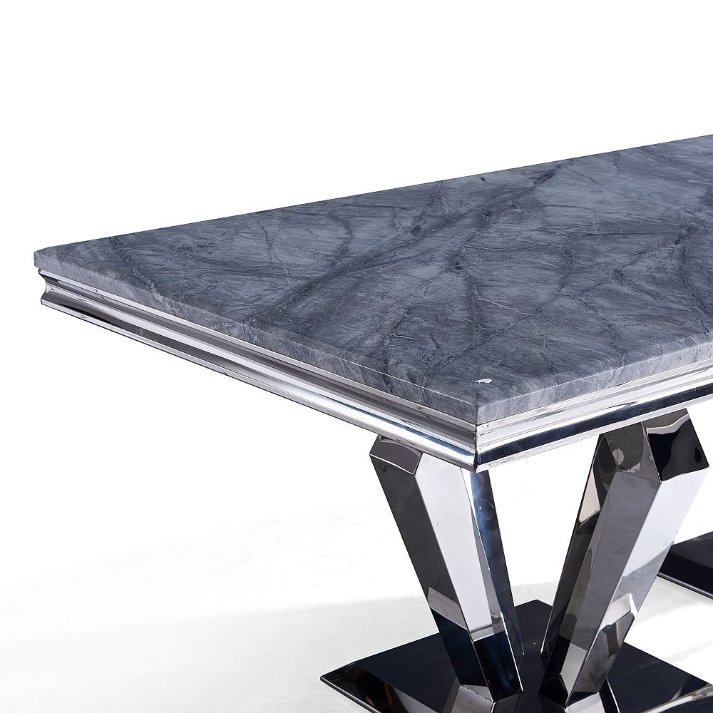 Product photograph of Dolce Grey Marble And Chrome Dining Table - Comes In 4 6 8 Seater from Choice Furniture Superstore.