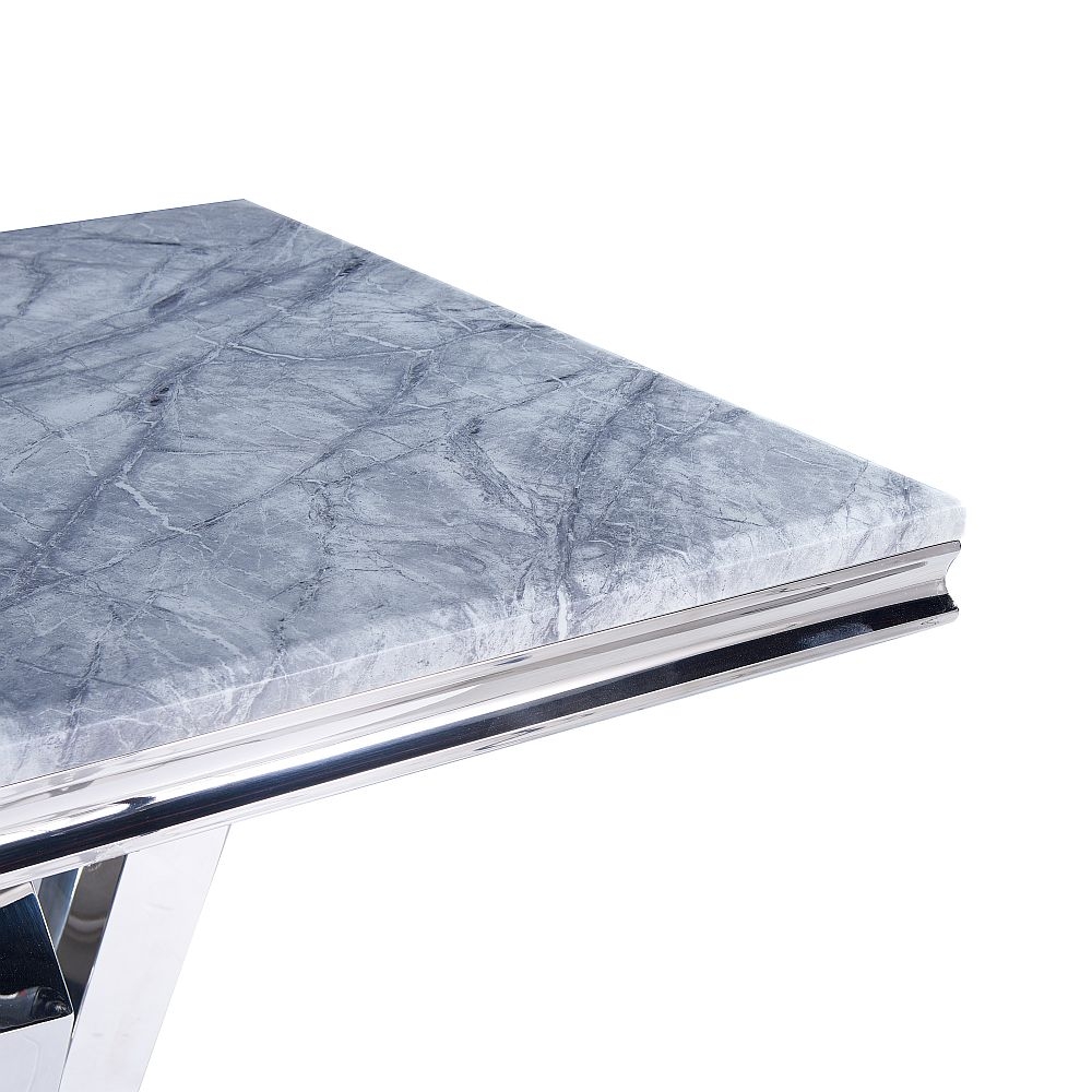 Product photograph of Dolce Grey Marble And Chrome Dining Table - Comes In 4 6 8 Seater from Choice Furniture Superstore.