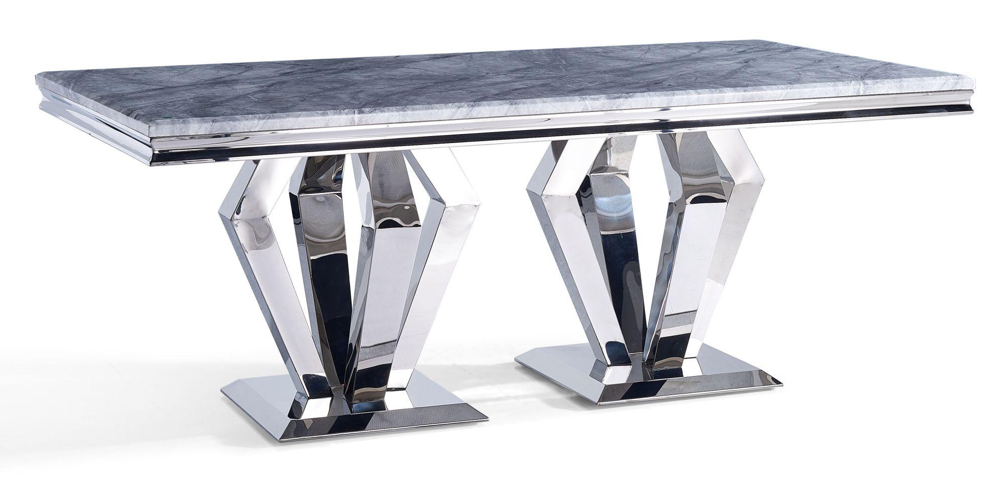Product photograph of Dolce Grey Marble And Chrome Dining Table - 6 Seater from Choice Furniture Superstore.
