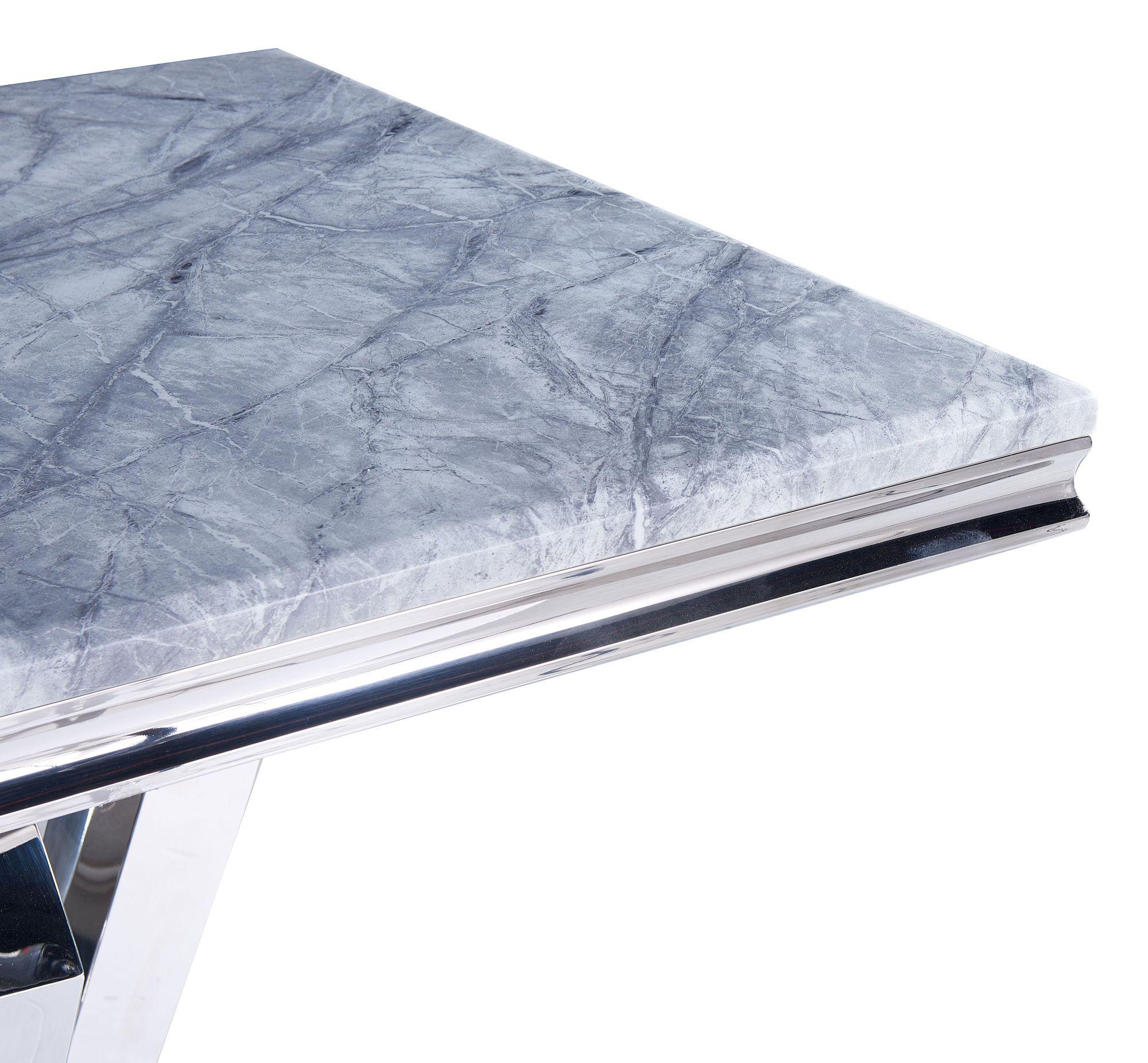 Product photograph of Dolce Grey Marble And Chrome Dining Table - 6 Seater from Choice Furniture Superstore.