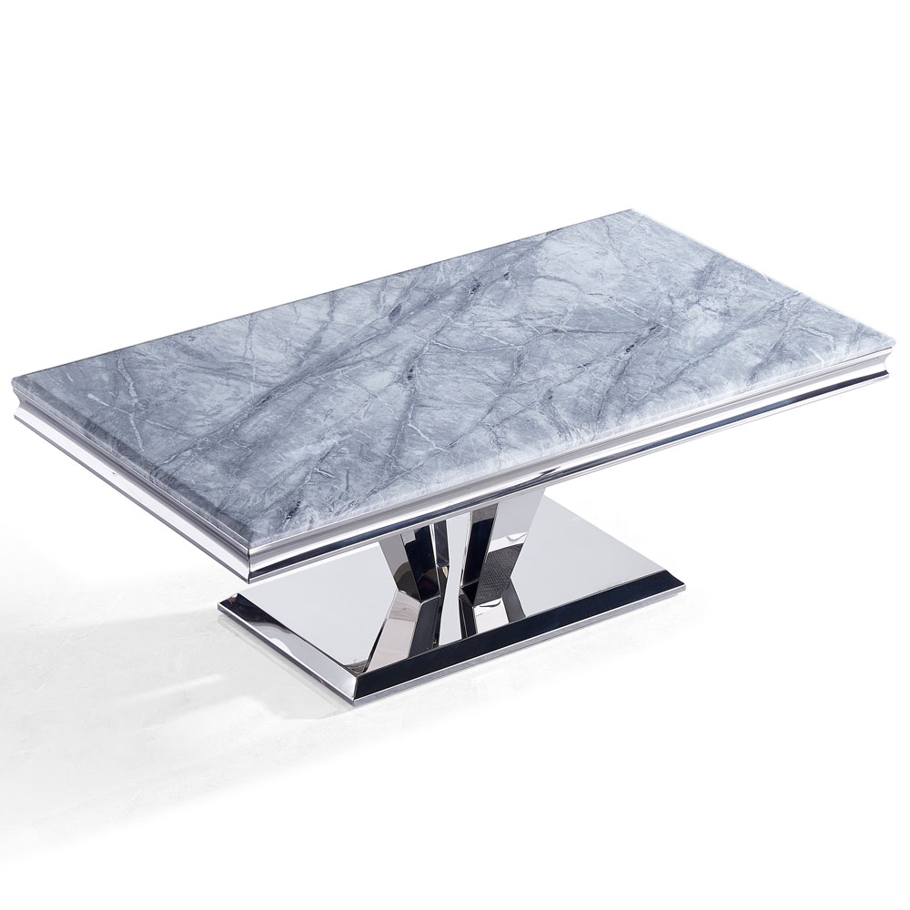 Product photograph of Dolce Grey Marble And Chrome Coffee Table from Choice Furniture Superstore.