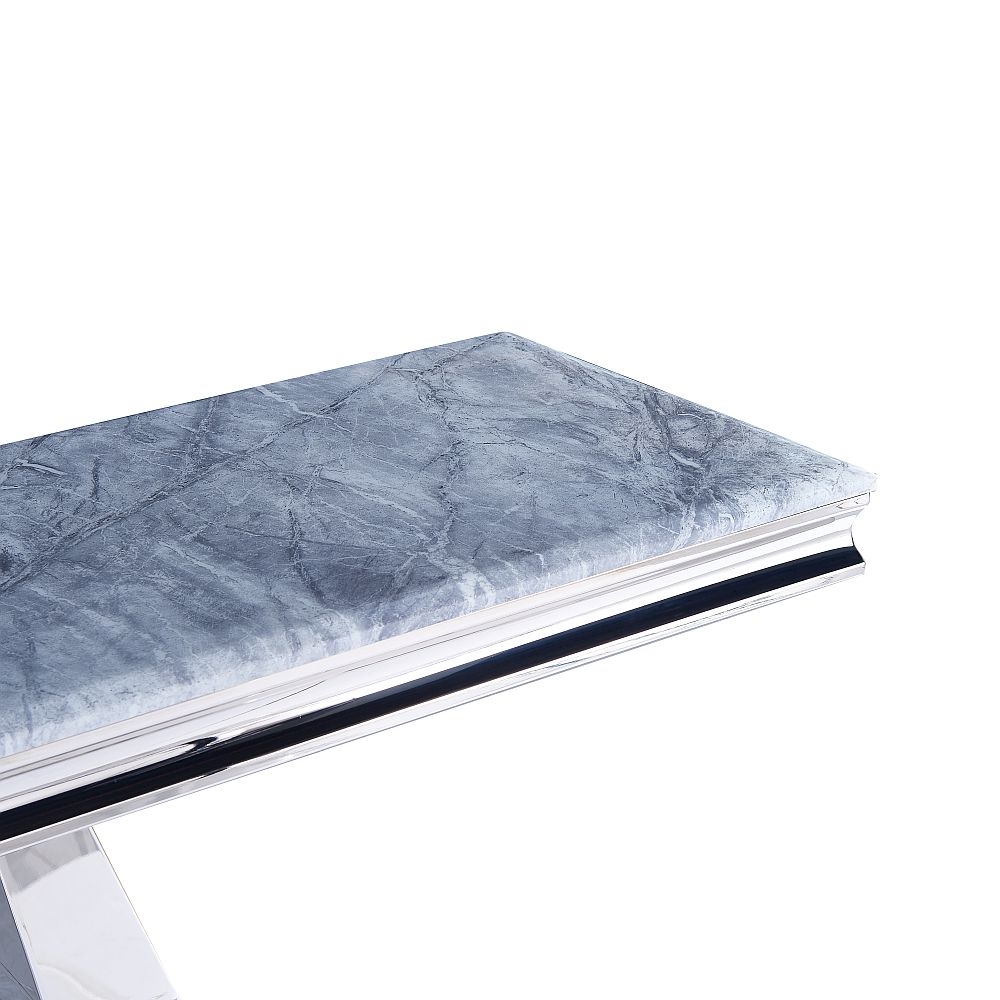 Product photograph of Dolce Grey Marble And Chrome Console Table from Choice Furniture Superstore.