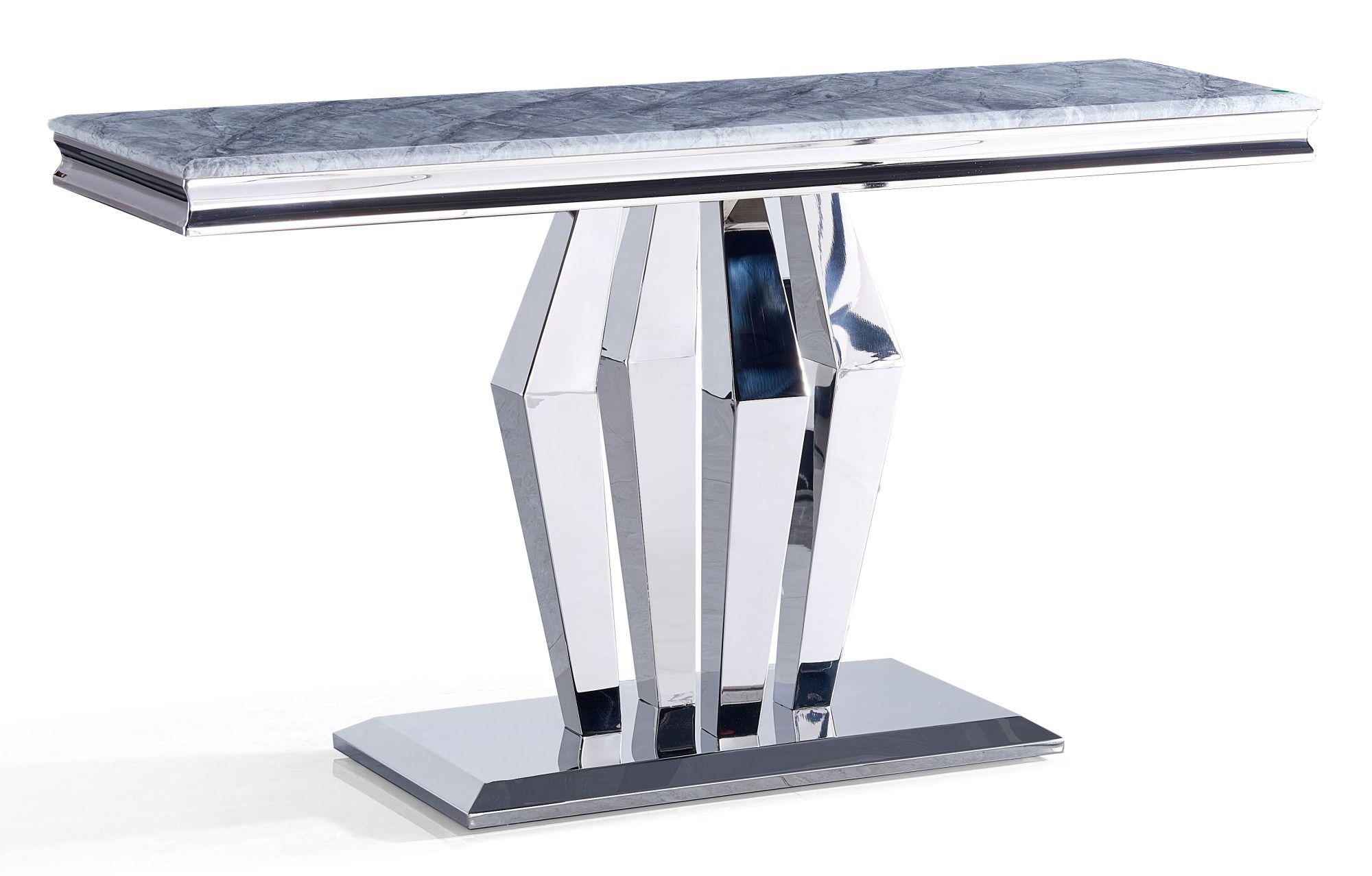 Product photograph of Dolce Grey Marble And Chrome Console Table from Choice Furniture Superstore.