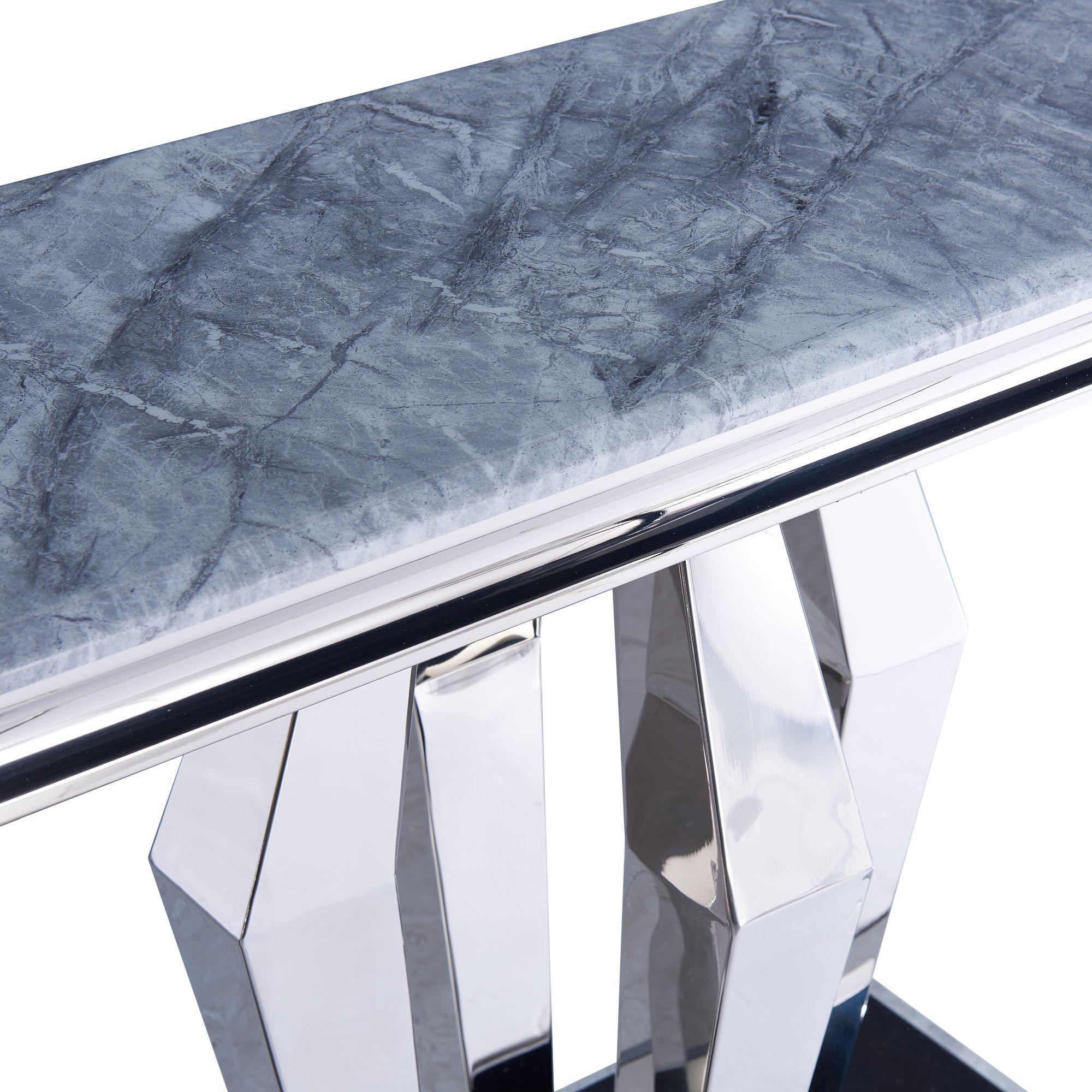 Product photograph of Dolce Grey Marble And Chrome Console Table from Choice Furniture Superstore.