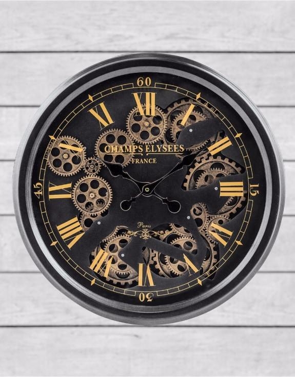 Product photograph of Black And Gold Medium Moving Gears Wall Clock - 52 5cm X 52 5cm from Choice Furniture Superstore.