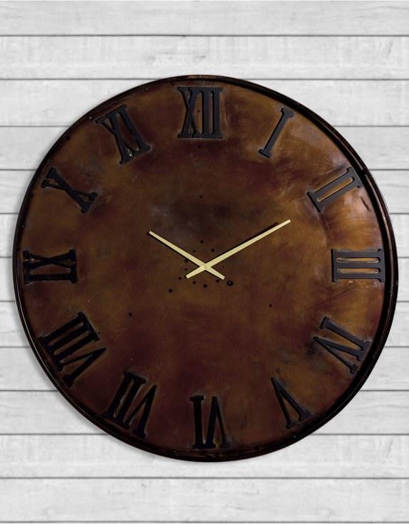 Product photograph of Large Antiqued Industrial Wall Clock - 90cm X 90cm from Choice Furniture Superstore.