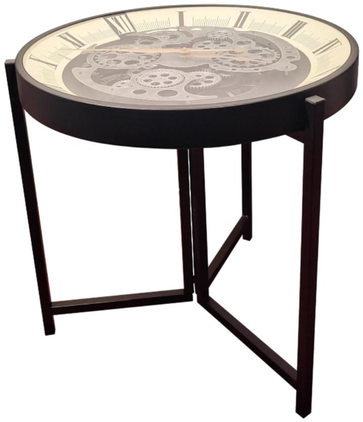Product photograph of Industrial Multi Coloured Moving Gears Clock Side Table- 60cm X 58 5cm from Choice Furniture Superstore.