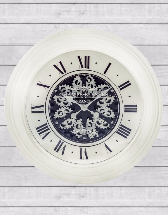 Product photograph of Mirrored Face Antique Style Moving Gears Wall Clock- 80cm X 80cm from Choice Furniture Superstore.