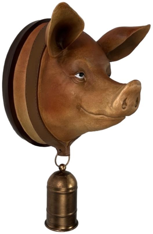 Product photograph of Large Pig With Bell Wall Head Set Of 2 from Choice Furniture Superstore.