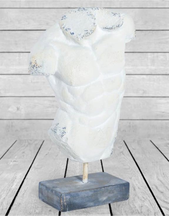 Product photograph of Rustic Stone Effect Classical Male Torso On Base from Choice Furniture Superstore.