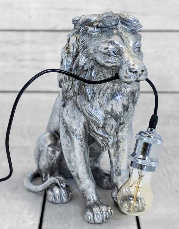 Product photograph of Sitting Lion Table Lamp from Choice Furniture Superstore.