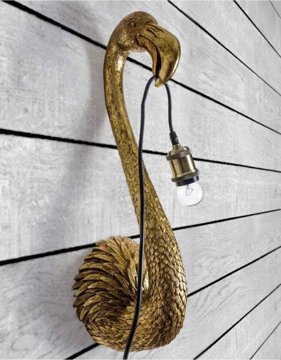 Product photograph of Antique Flamingo Head Wall Lamp from Choice Furniture Superstore.