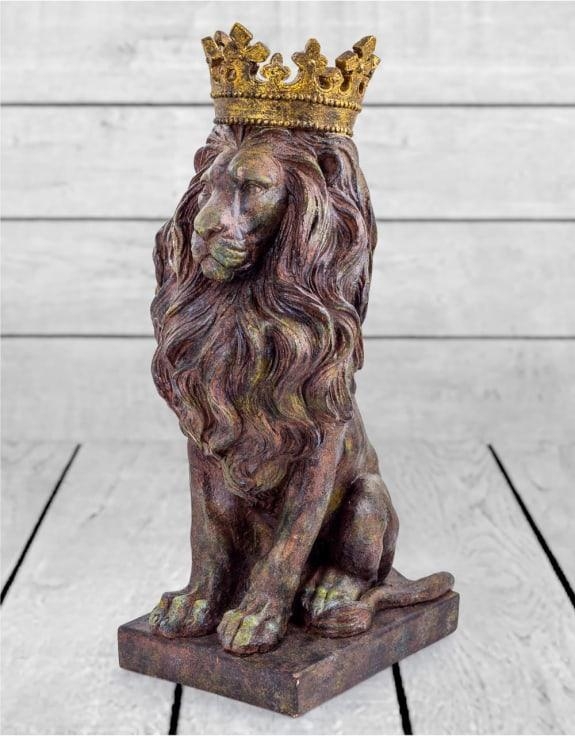 Product photograph of Small Crowned Lion Figure from Choice Furniture Superstore.