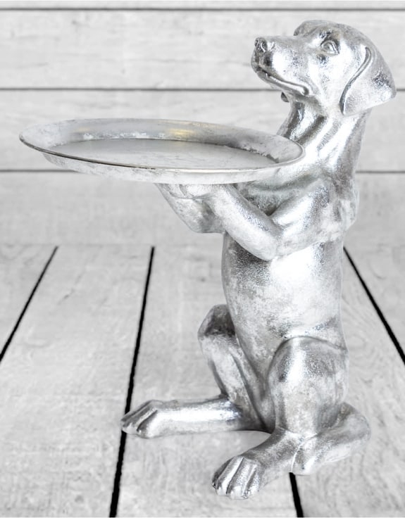 Product photograph of Antique Labrador Holding Tray Ornament from Choice Furniture Superstore.