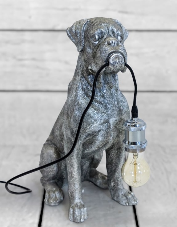 Product photograph of Sitting Boxer Dog Table Lamp from Choice Furniture Superstore.