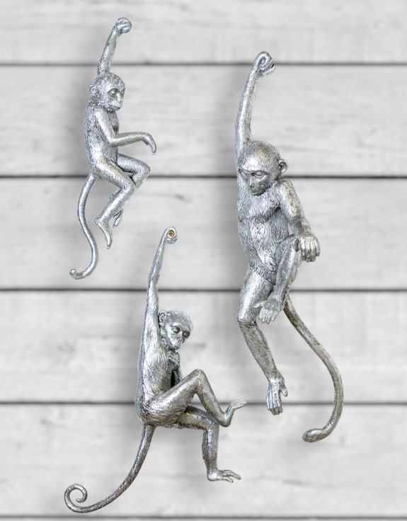 Product photograph of Antique Set Of 3 Monkey Wall Figures from Choice Furniture Superstore.