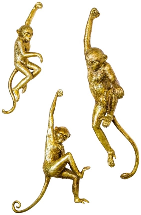 Product photograph of Antique Set Of 3 Monkey Wall Figures from Choice Furniture Superstore.