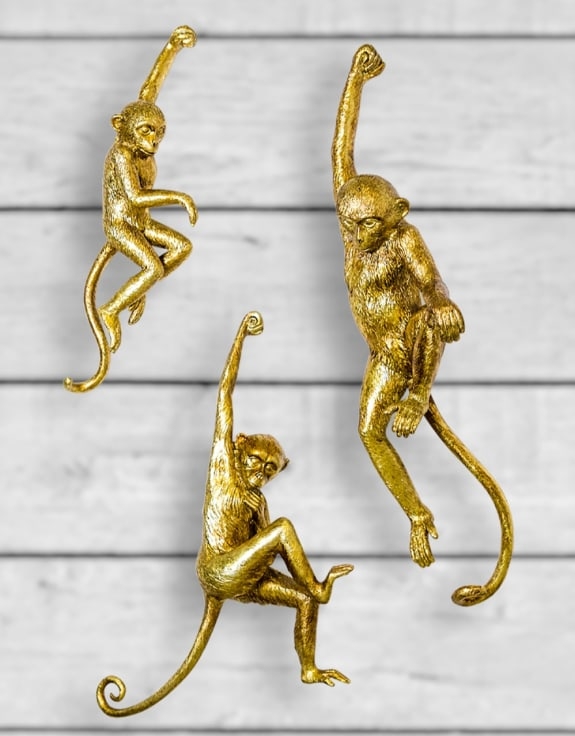 Antique set of 3 Monkey Wall Figures