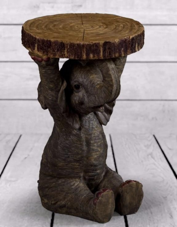 Product photograph of Elephant Holding Trunk Slice Side Table from Choice Furniture Superstore.