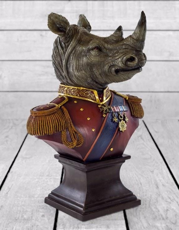 Product photograph of Gentry Rhino Bust On Square Base from Choice Furniture Superstore.