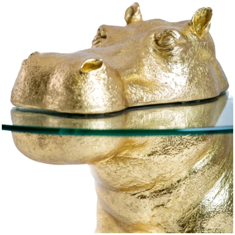Product photograph of Large Gold Hippo Glass Top Side Table from Choice Furniture Superstore.