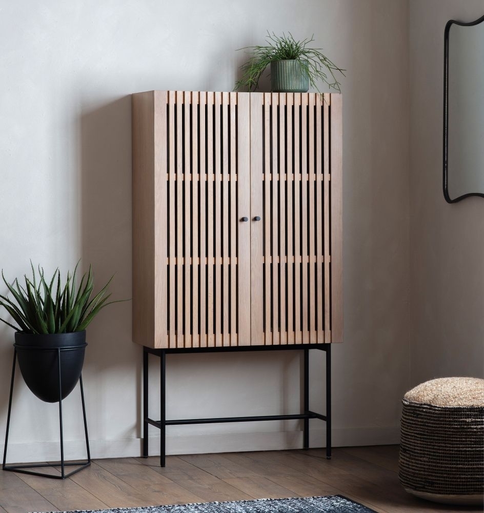 Product photograph of Clearance - Okayama Oak 2 Door Cocktail Cabinet - D517 from Choice Furniture Superstore.