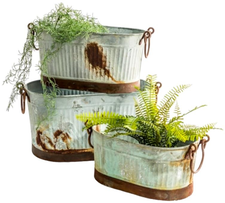 Product photograph of Set Of 3 Rustic Planters from Choice Furniture Superstore.