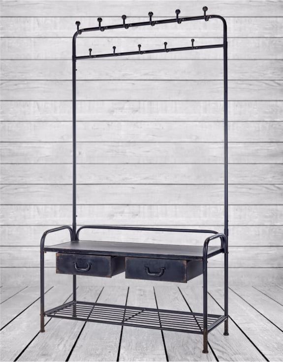 Product photograph of Black Verne Coat Rack Bench from Choice Furniture Superstore.