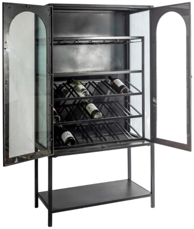 Product photograph of Black And Antique Gold Orwell Wine Storage Cabinet from Choice Furniture Superstore.