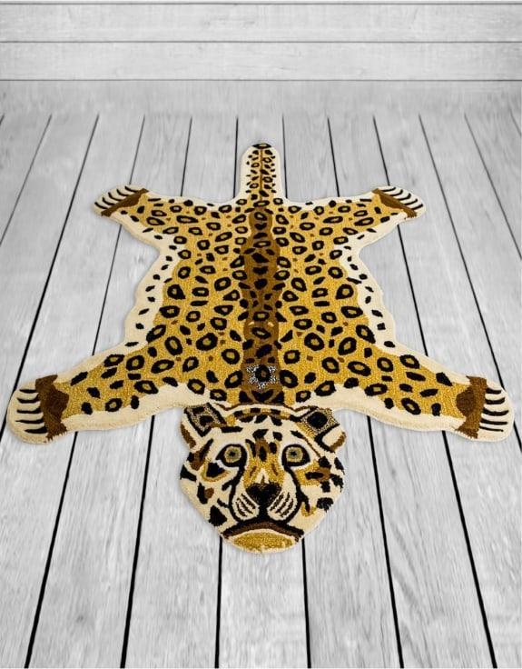 Product photograph of Hand Tufted Extra Large Leopard Skin Woollen Rug from Choice Furniture Superstore.