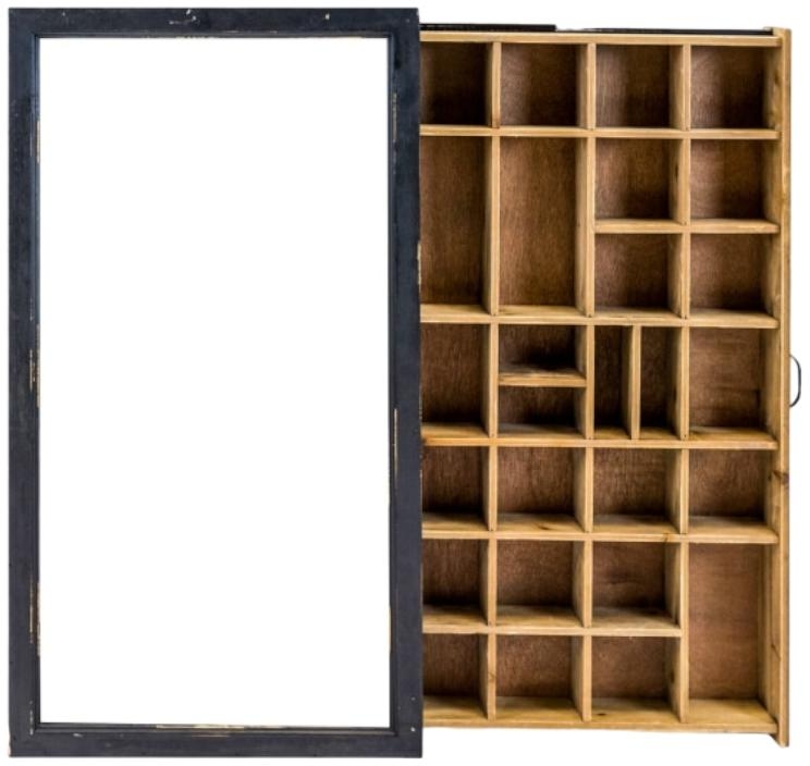 Product photograph of Antiqued Black Wall Display Cabinet from Choice Furniture Superstore.