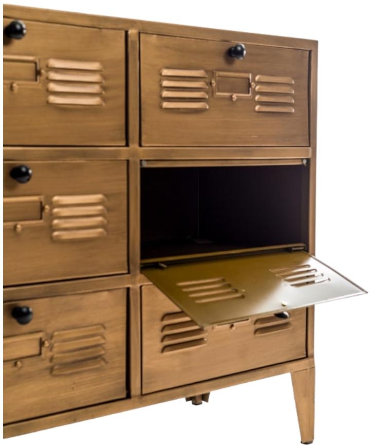 Product photograph of Brushed Antique Gold Multi Drawer Side Cabinet from Choice Furniture Superstore.