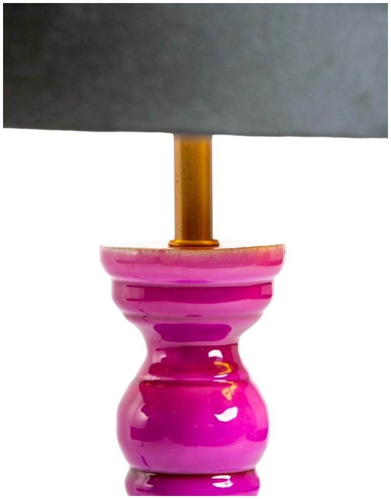 Product photograph of Purple Gloss Wooden Table Lamp With Metallic-lined Velvet Shade from Choice Furniture Superstore.