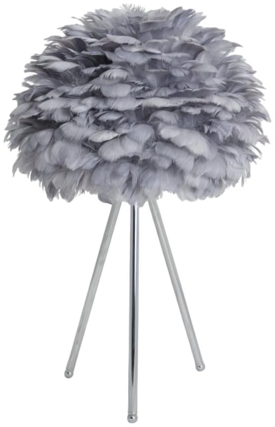 Product photograph of Chrome Tripod Table Lamp With Feather Shade from Choice Furniture Superstore.