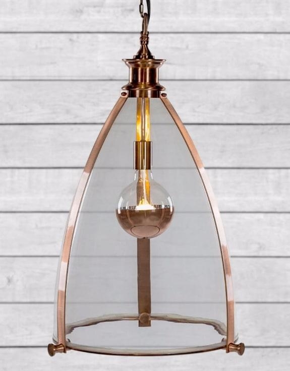 Product photograph of Copper And Glass Large Lantern Ceiling Light from Choice Furniture Superstore.