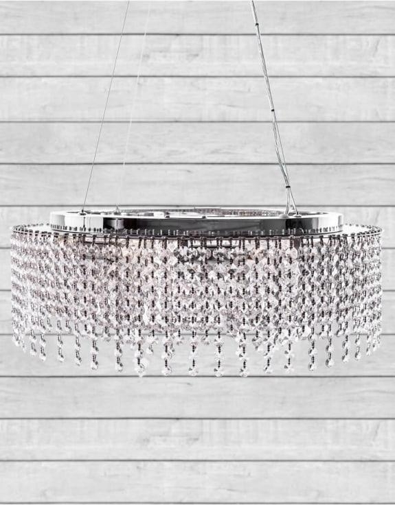 Product photograph of Large Round Crystal Waterfall Chandelier from Choice Furniture Superstore.