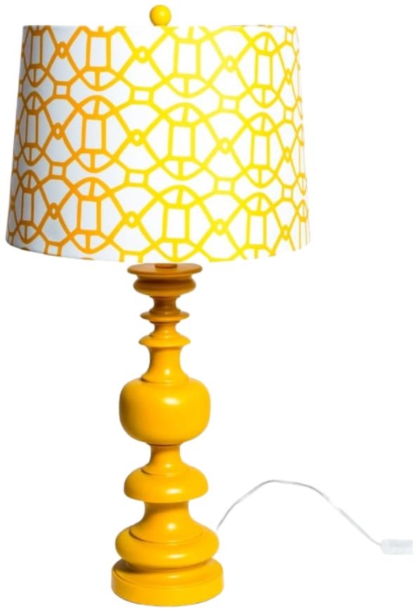 Product photograph of Column Table Lamp With Patterned Shade from Choice Furniture Superstore.