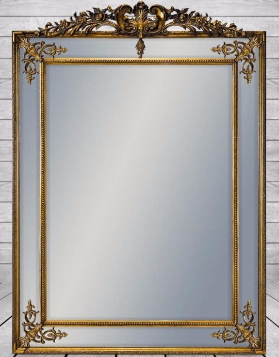 Product photograph of Large Gold With Crest French Mirror - 134cm X 192cm from Choice Furniture Superstore.