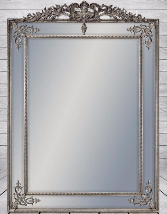 Product photograph of Large Silver With Crest French Mirror - 134cm X 192cm from Choice Furniture Superstore.