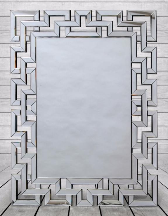 Product photograph of Large Rectangular Grecian Key Venetian Mirror - 98cm X 122cm from Choice Furniture Superstore.