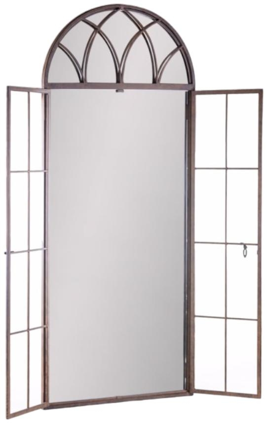 Product photograph of Antiqued Tall Arch Window Metal Mirror - 75cm X 180cm from Choice Furniture Superstore.